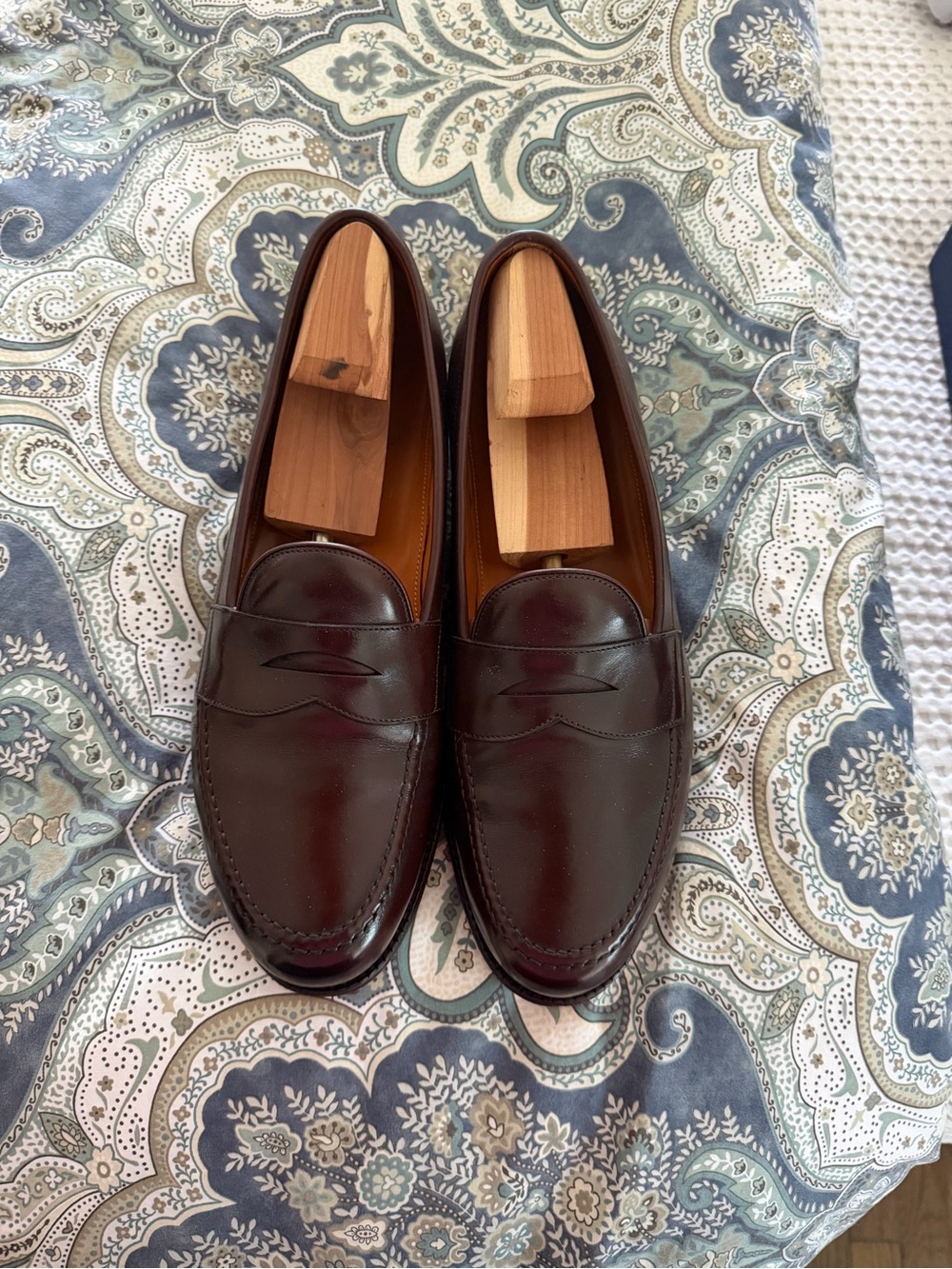 Men's Leather Penny Loafers in Burgundy Brown